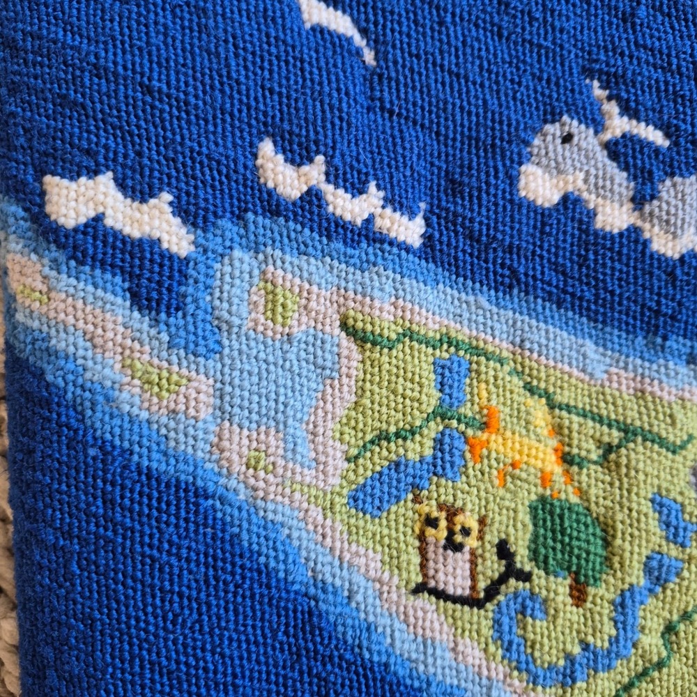 Erica Wilson Marthas Vineyard Map Finished Needlepoint Canvas Coastal Art - Picture 6 of 12